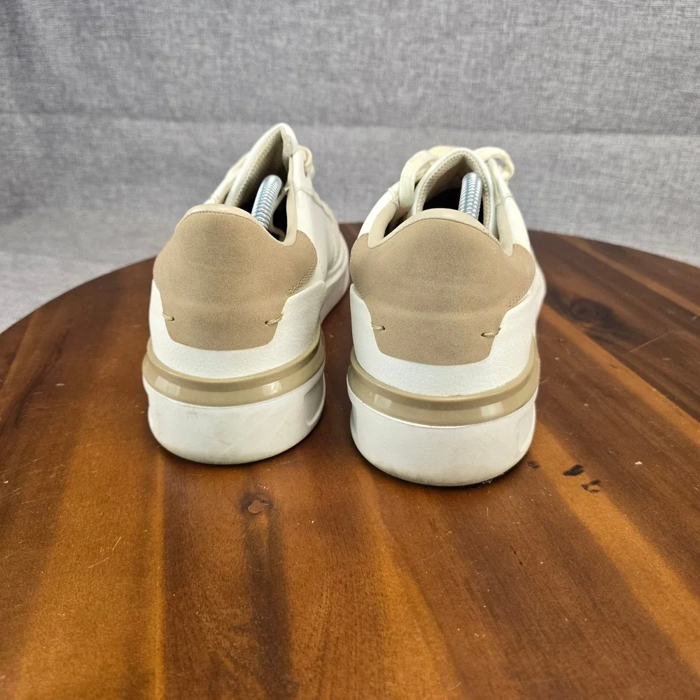 Zara Mens Low Top Sneakers White Tan Minimalist Lace Up 2201/921/001 EU 43 US 10